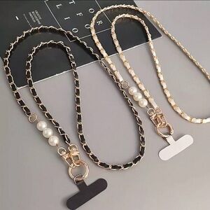 Gold and Black Pearl Accent Lanyard Necklace - Women Jewelry